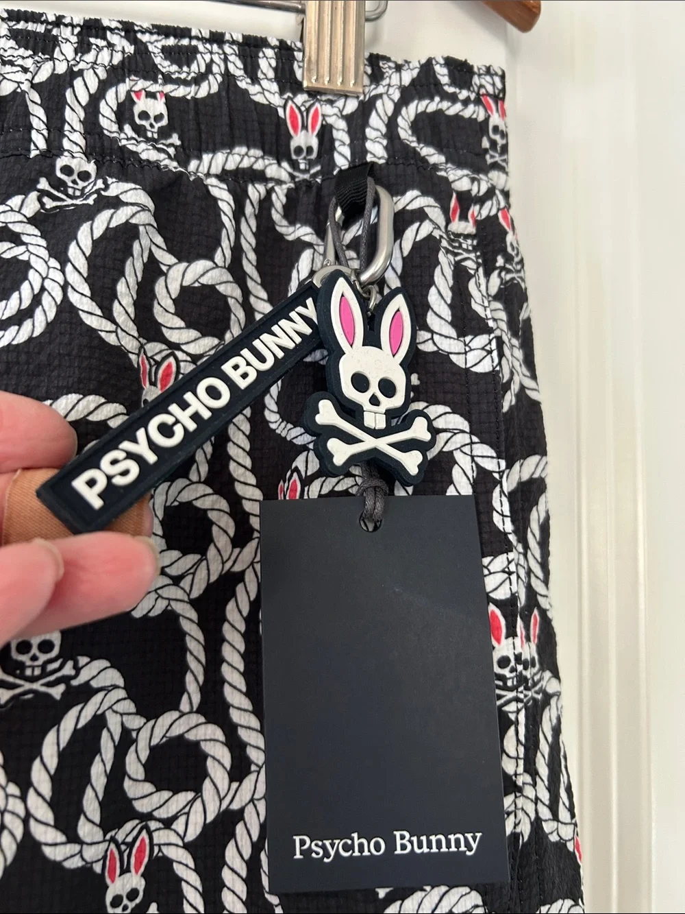 ⭐️NWT!⭐️Psycho Bunny Cyrus Swim Trunks Sz L w MEASUREMENTS & Rubber Keychain